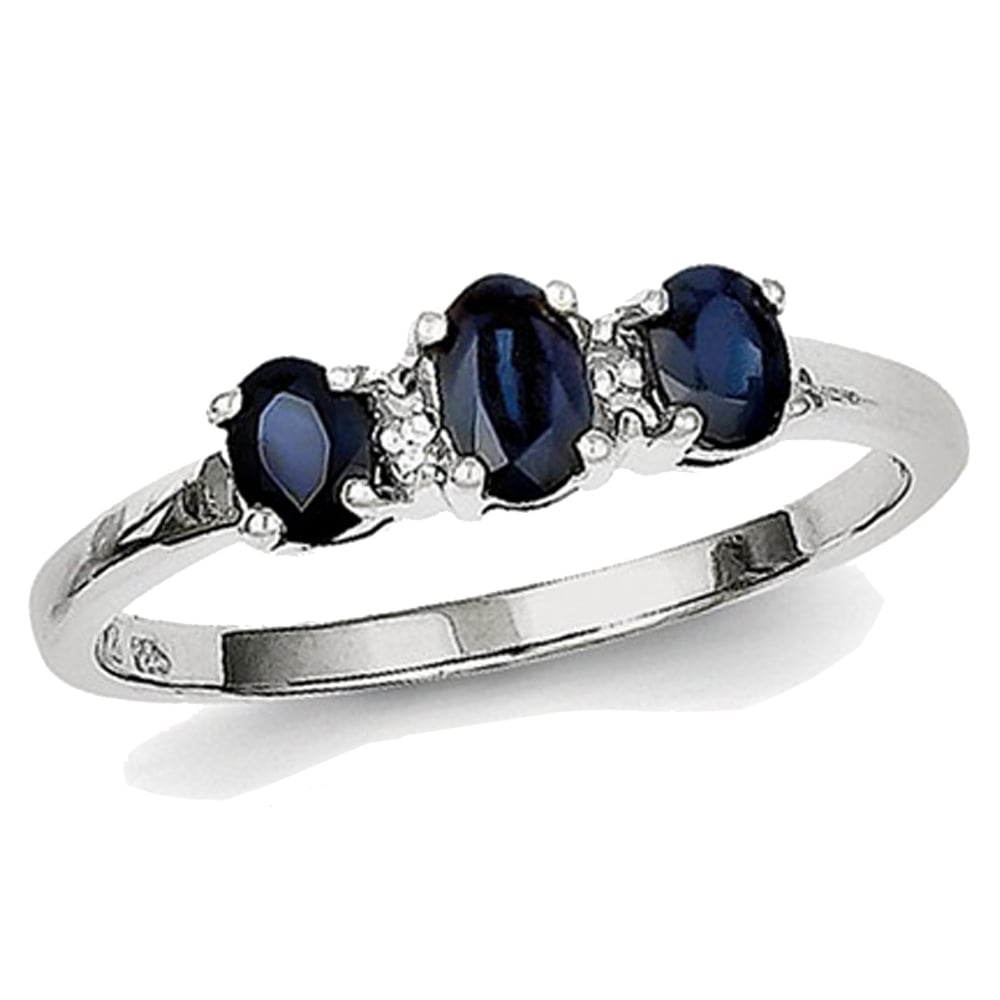 4/5 Carat (ctw) Three-Stone Blue Sapphire Ring in Sterling Silver Image 4