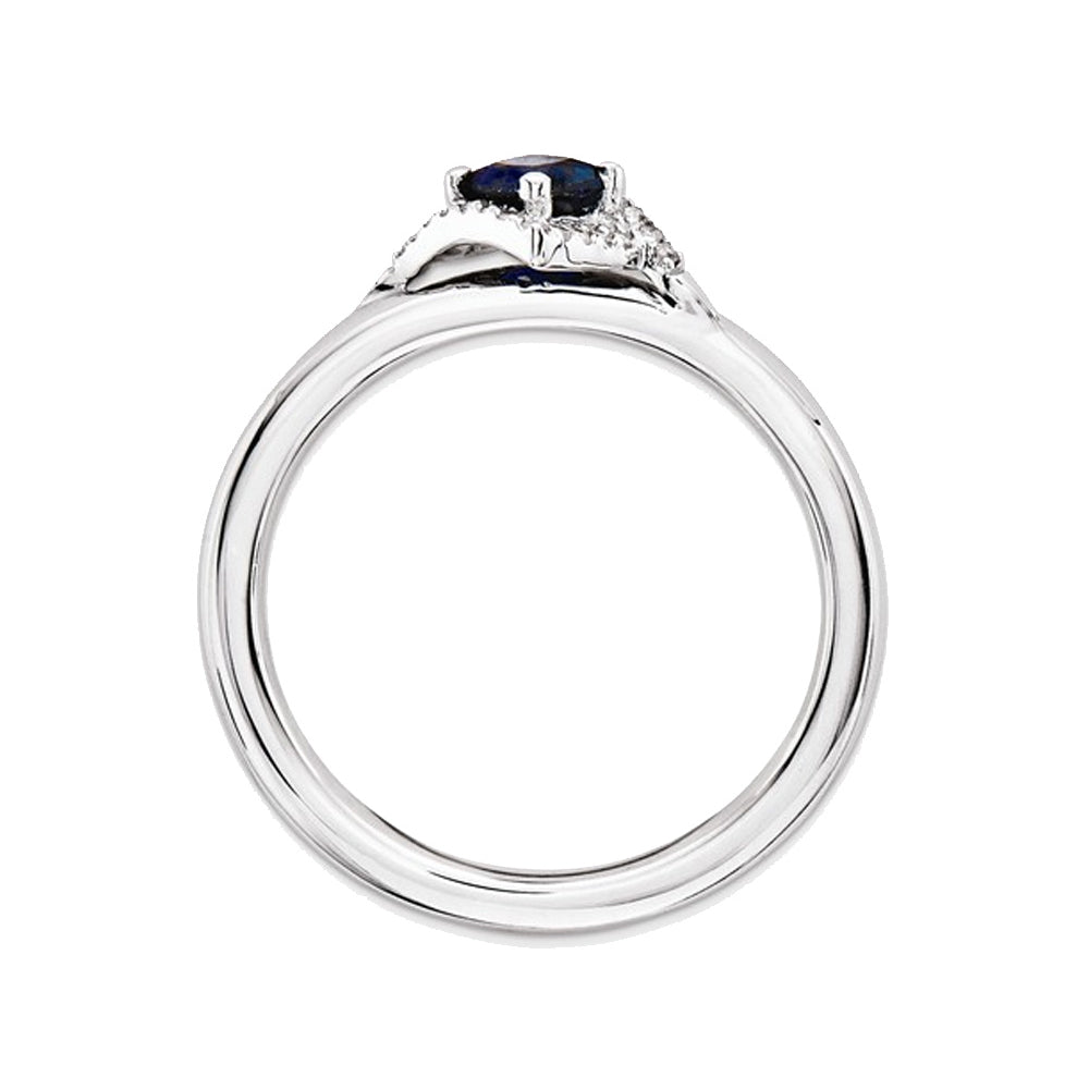 1/2 Carat (ctw) Lab Created Blue Sapphire Ring in Sterling Silver with Diamonds Image 3