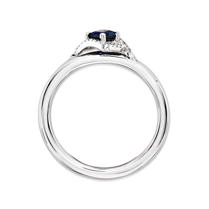 1/2 Carat (ctw) Lab Created Blue Sapphire Ring in Sterling Silver with Diamonds Image 3