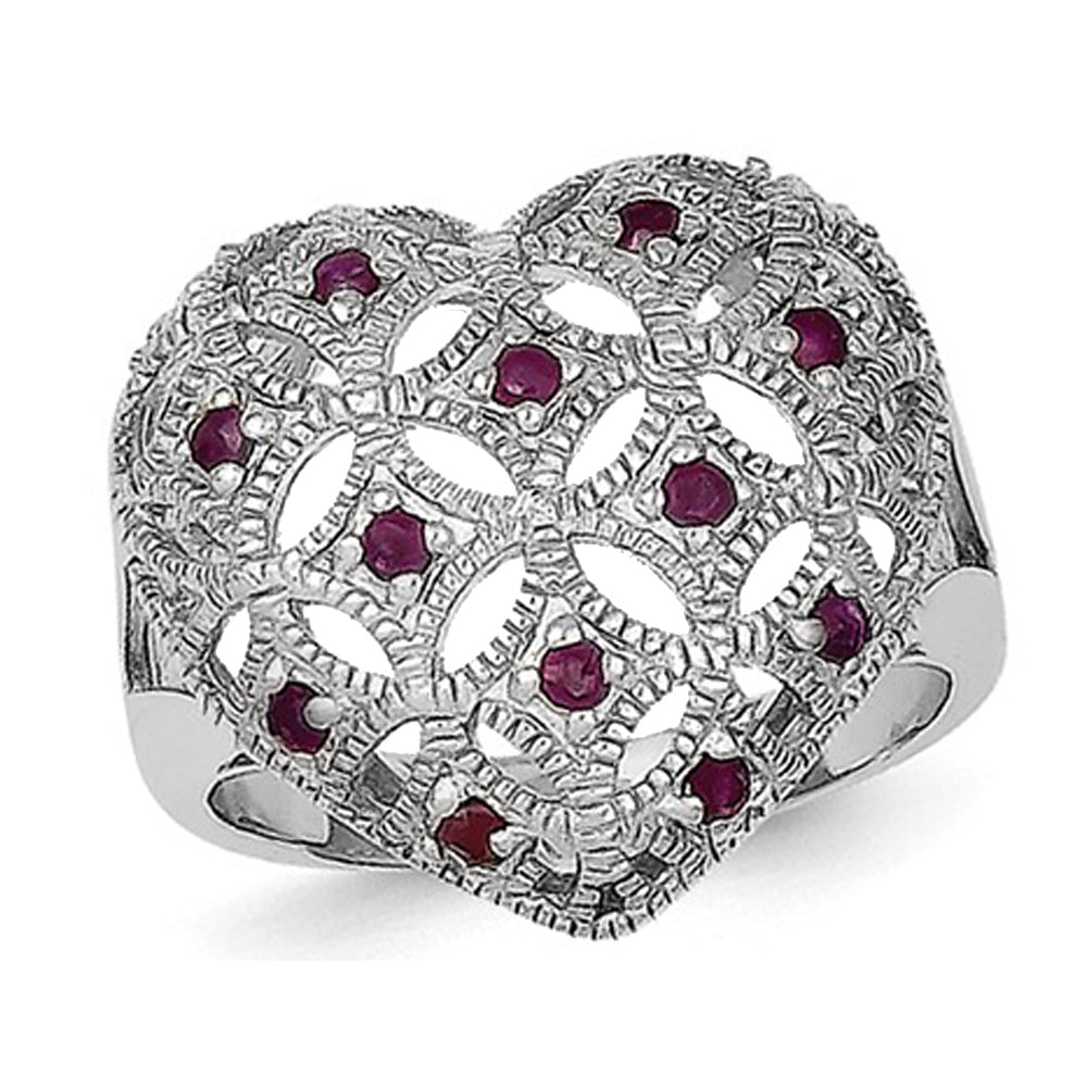 Natural Ruby Heart Promise Ring in Sterling Silver Image 4