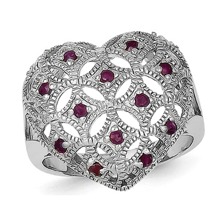 Natural Ruby Heart Promise Ring in Sterling Silver Image 4