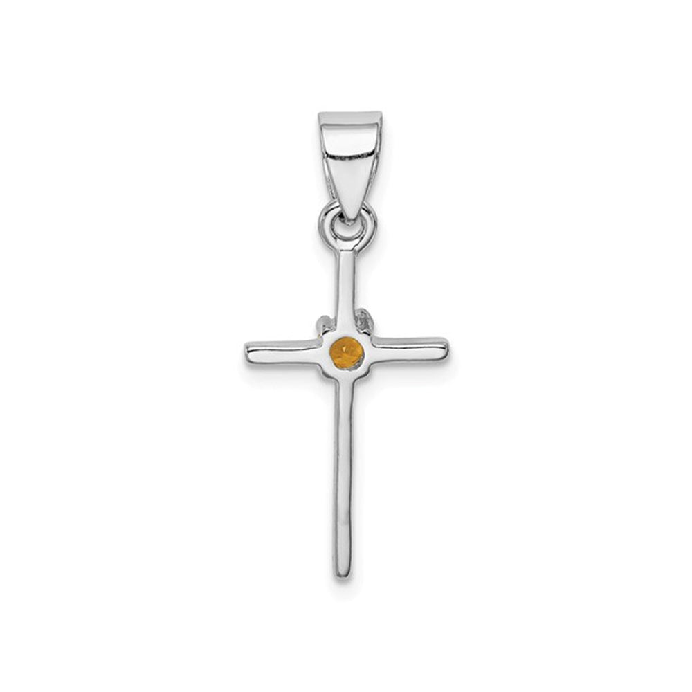 Sterling Silver Citrine Cross Pendant Necklace with Chain Image 4