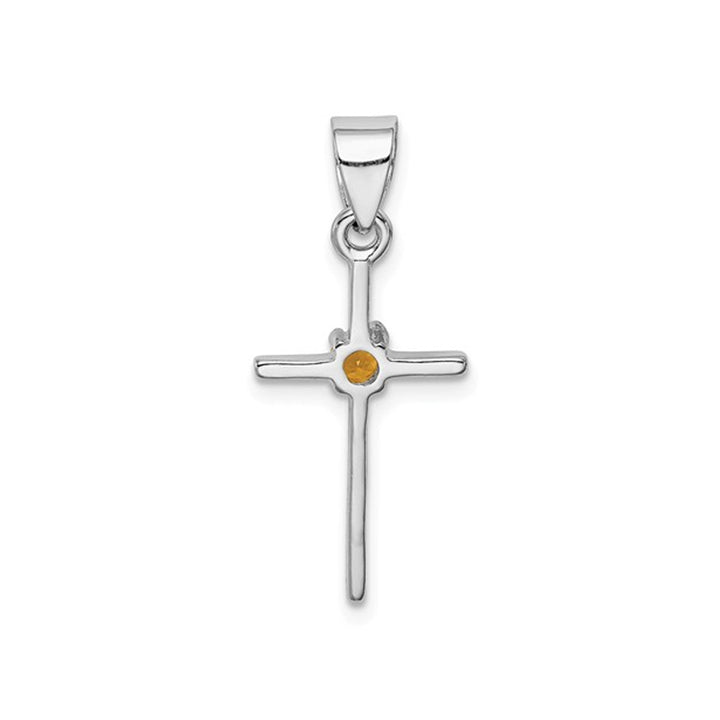 Sterling Silver Citrine Cross Pendant Necklace with Chain Image 4