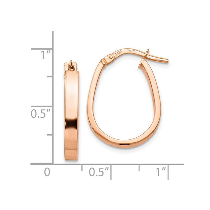 14K Rose Pink Gold Polished U-Shape Hoop Earrings (3mm Thick) Image 2