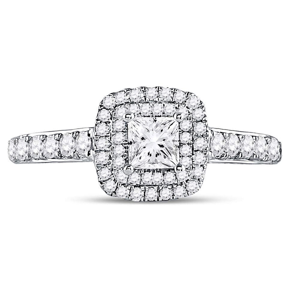 7/8 Carat (ctw G-HI1) Princess Cut Diamond Engagement Ring in 14K White Gold Image 2
