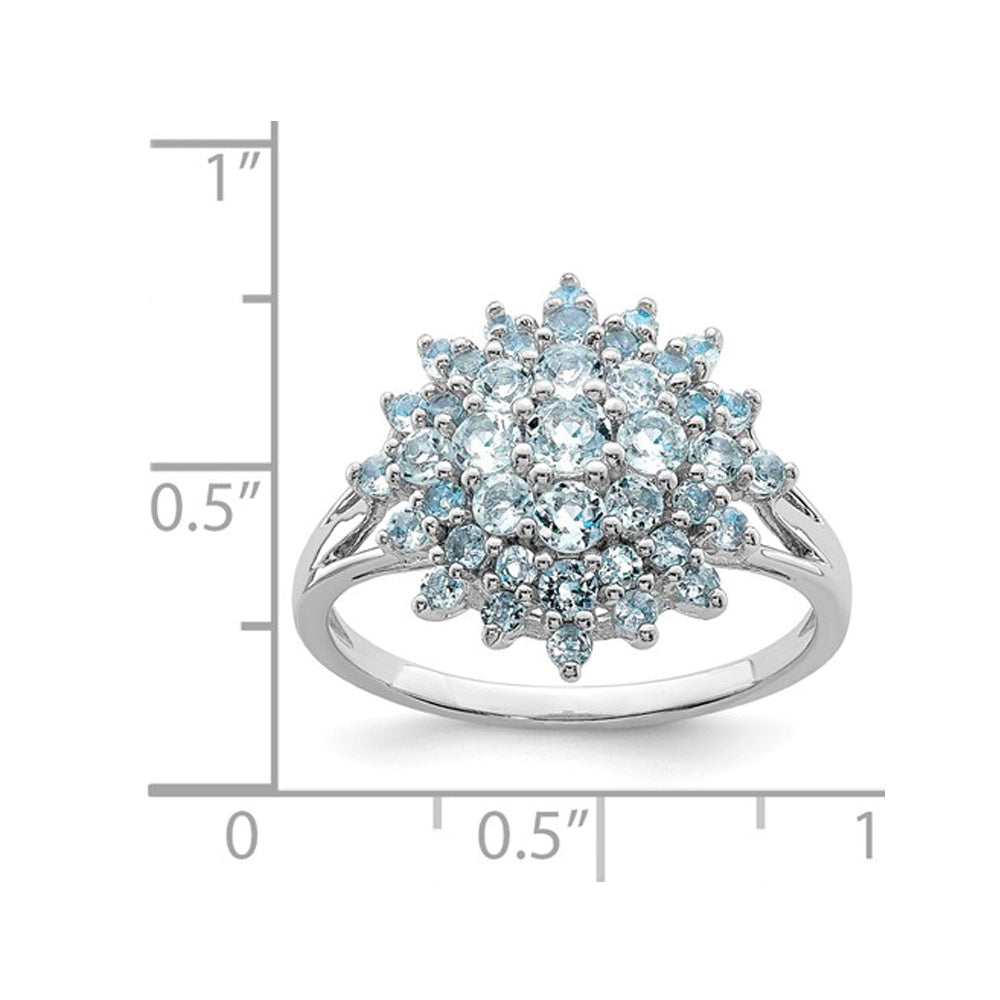 Aquamarine Cluster Ring 3/4 Carat (ctw) in Sterling Silver Image 2
