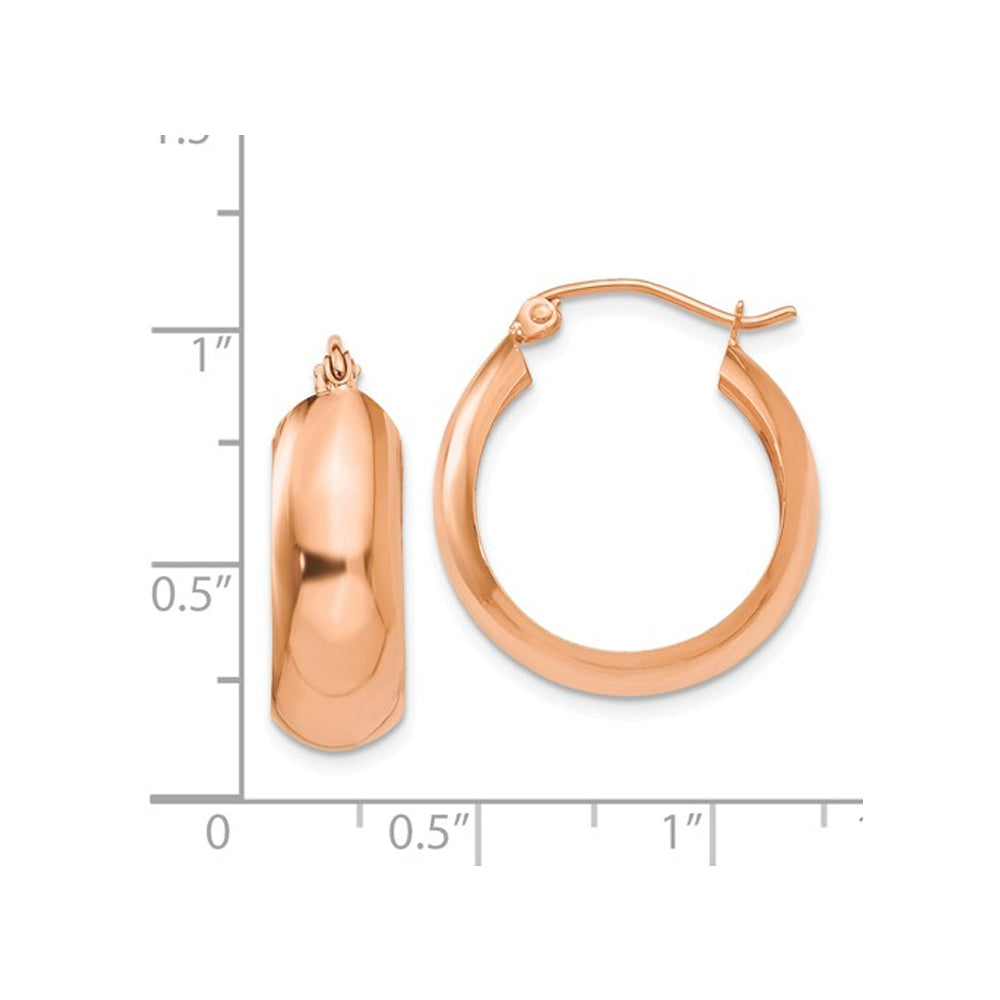 14K Rose Pink Gold Polished Hoop Earrings Image 2