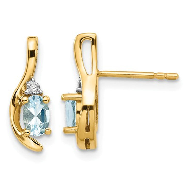 14K Yellow Gold Natural Aquamarine Earrings 2/5 carat (ctw) Image 1