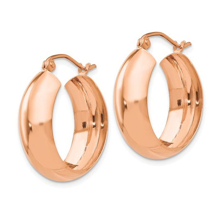 14K Rose Pink Gold Polished Hoop Earrings Image 4