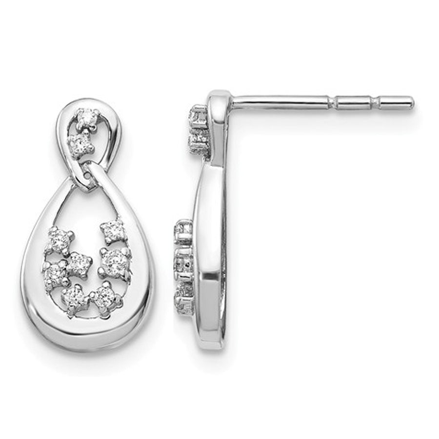 1/8 Carat (ctw I2-I3H-I) Diamond Drop Earrings in 14K White Gold Image 1