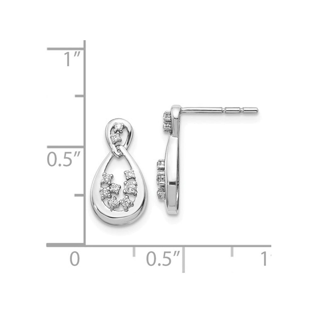 1/8 Carat (ctw I2-I3H-I) Diamond Drop Earrings in 14K White Gold Image 2