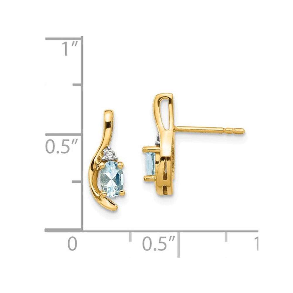 14K Yellow Gold Natural Aquamarine Earrings 2/5 carat (ctw) Image 2