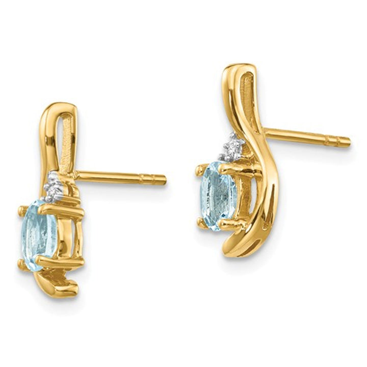 14K Yellow Gold Natural Aquamarine Earrings 2/5 carat (ctw) Image 3