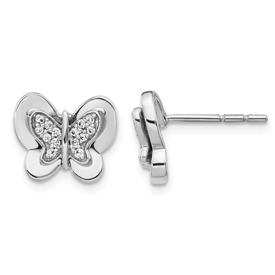 1/7 Carat (ctw) Diamond Butterfly Earrings in 14K White Gold Image 1