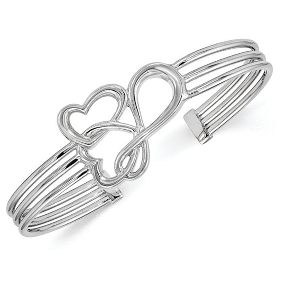 Sterling Silver Polished Heart Infinity Bangle Bracelet Image 1