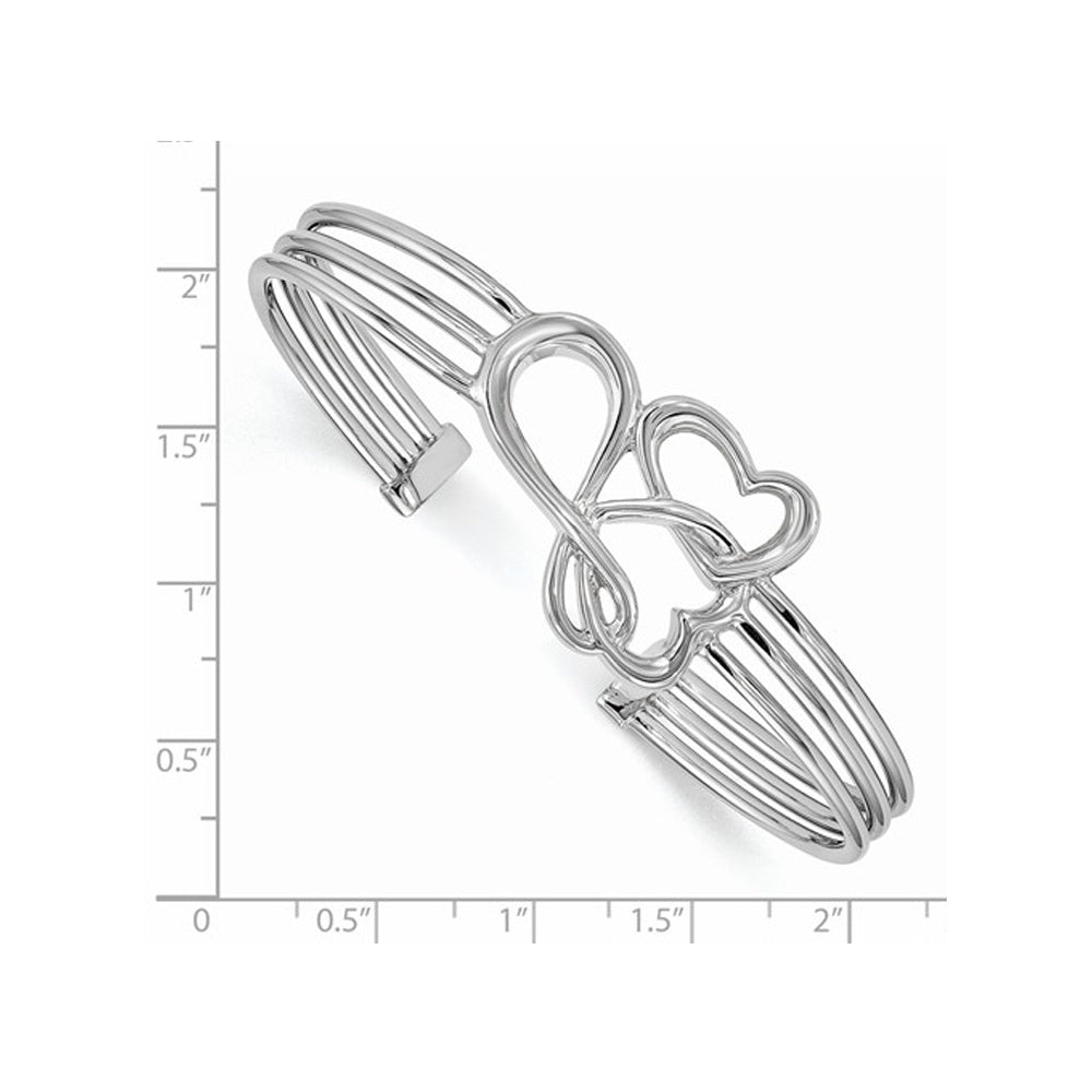 Sterling Silver Polished Heart Infinity Bangle Bracelet Image 2