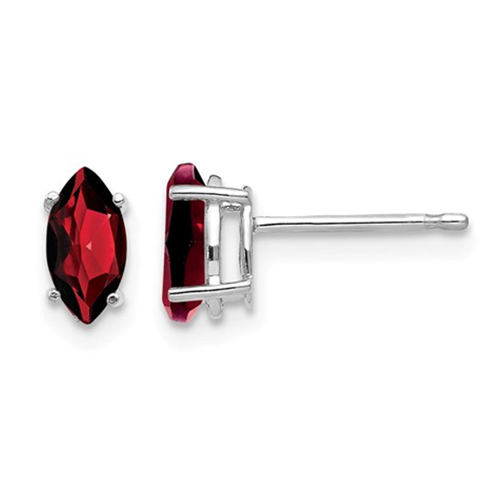 14K White Gold Natural Marquise Cut Garnet Earrings 9/10 Carats (ctw) Image 1