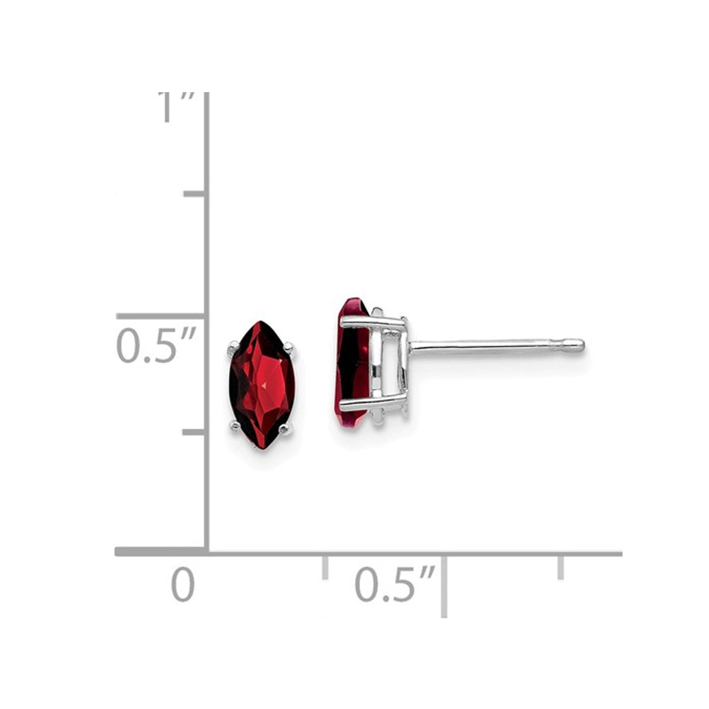 14K White Gold Natural Marquise Cut Garnet Earrings 9/10 Carats (ctw) Image 2