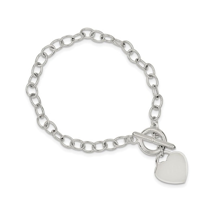 Classic Sterling Silver Toggle Heart Tag Charm Bracelet Image 1