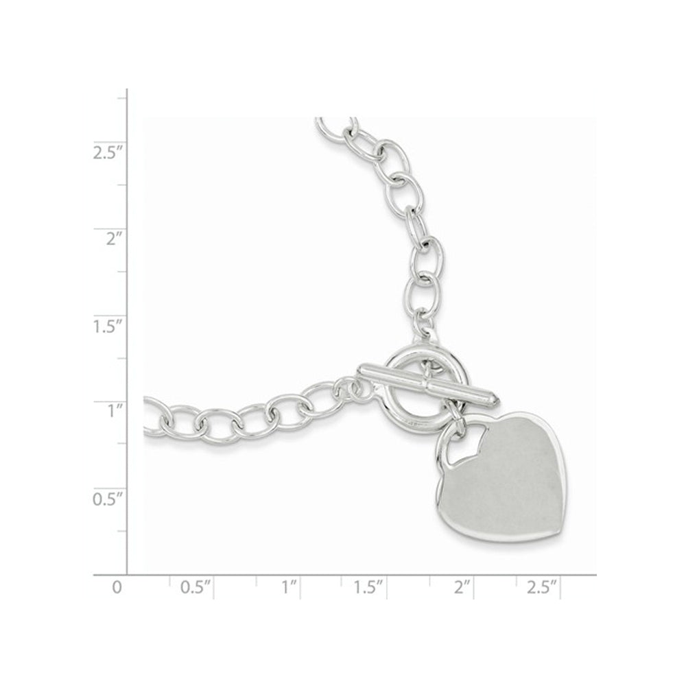 Classic Sterling Silver Toggle Heart Tag Charm Bracelet Image 2