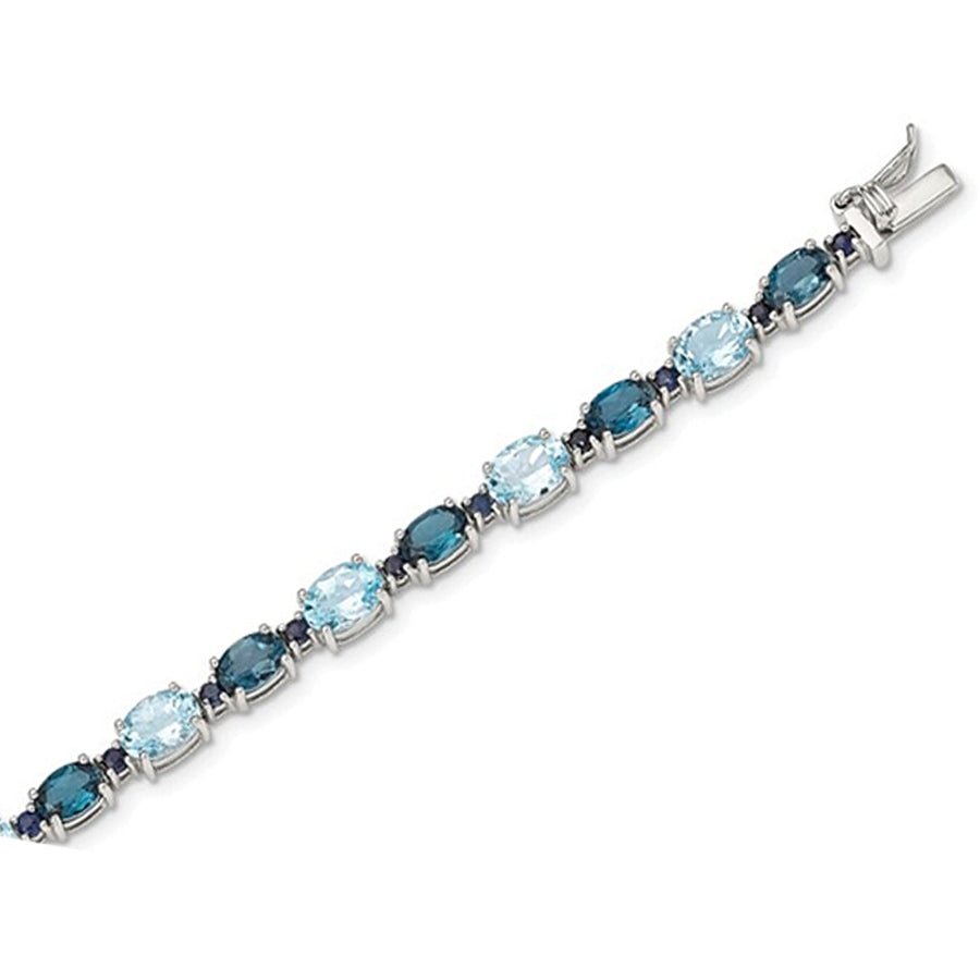 Sterling Silver London and Swiss Blue Topaz Bracelet (14.80 Carat (ctw) Image 1