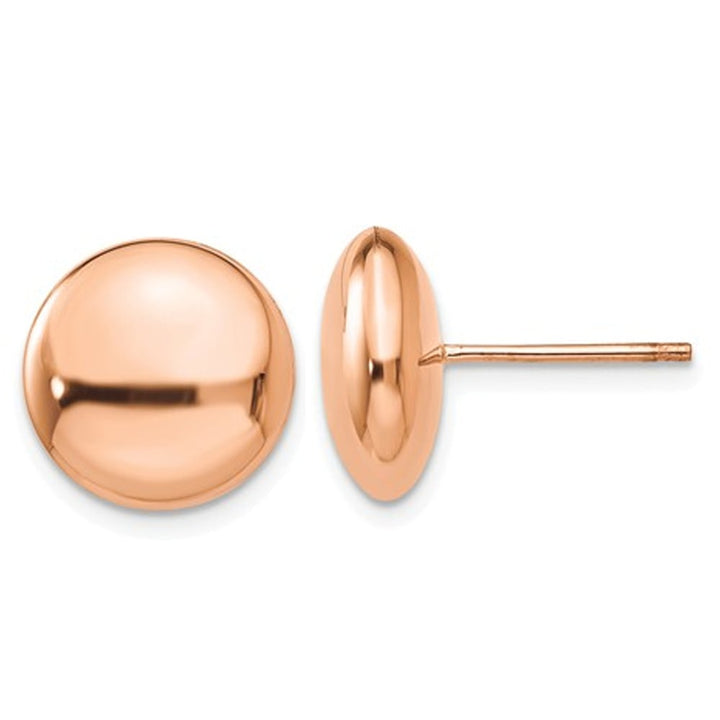 14K Rose Pink Gold 12mm Button Post Earrings Image 1