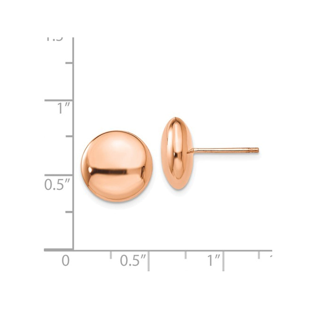 14K Rose Pink Gold 12mm Button Post Earrings Image 2