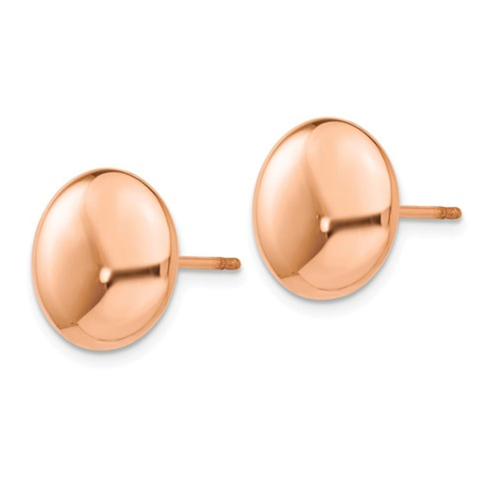 14K Rose Pink Gold 12mm Button Post Earrings Image 3