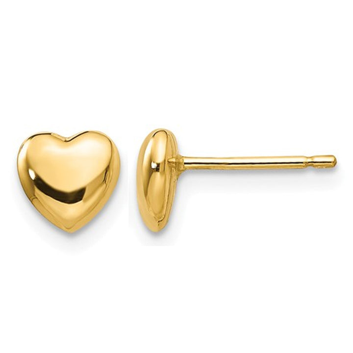 Small Heart Post Earrings in 14K Yellow Gold Image 1