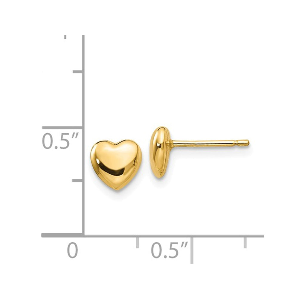 Small Heart Post Earrings in 14K Yellow Gold Image 2