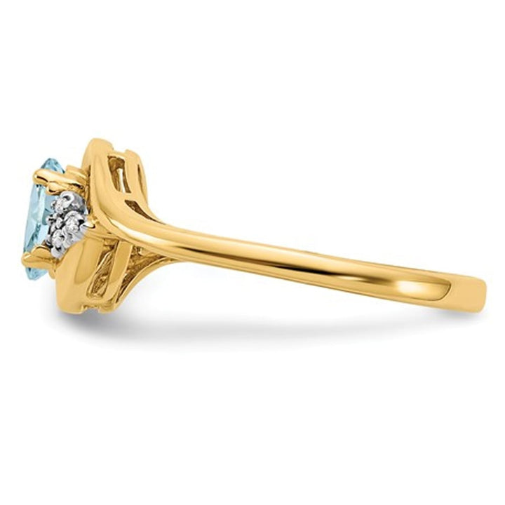 14K Yellow Gold Genuine Aquamarine Promise Ring 3/5 Carat (ctw) Image 3