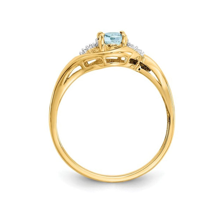 14K Yellow Gold Genuine Aquamarine Promise Ring 3/5 Carat (ctw) Image 4