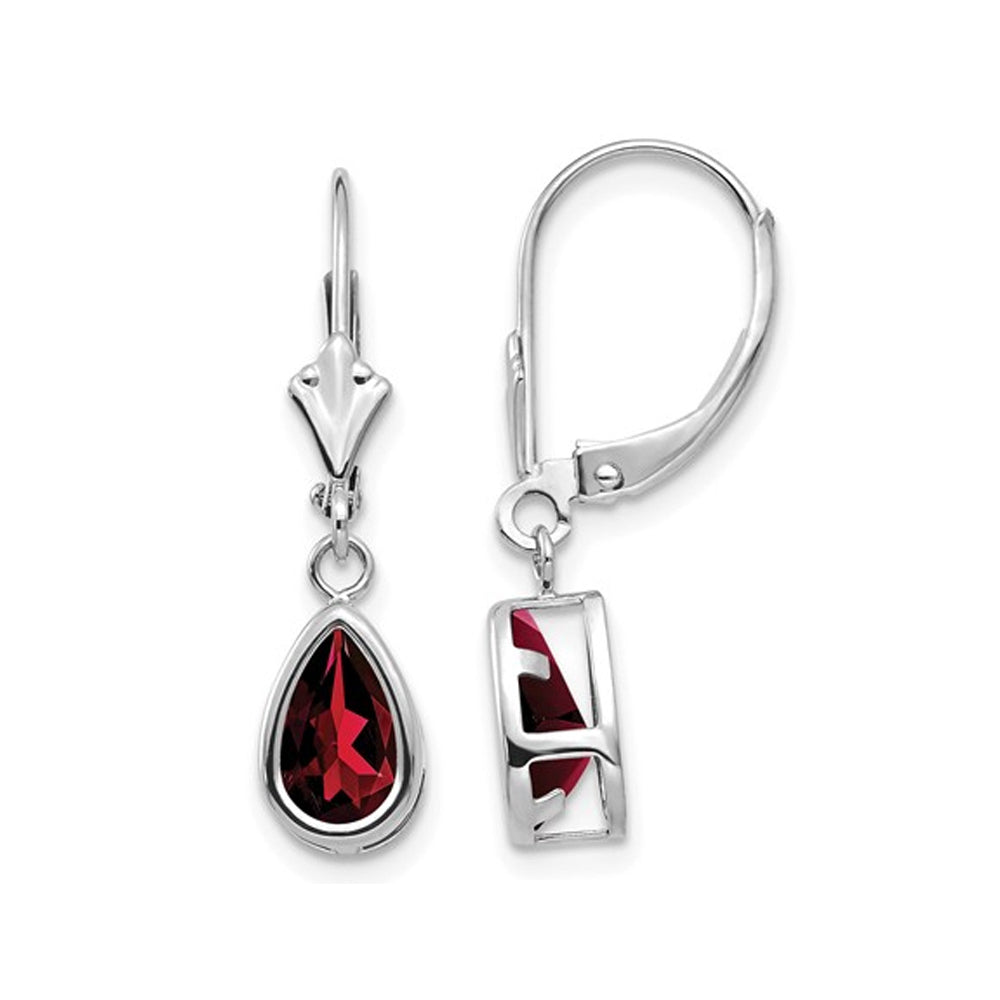 2.00 Carat (ctw) Natural Garnet Drop Dangle Earrings in 14K White Gold Image 1