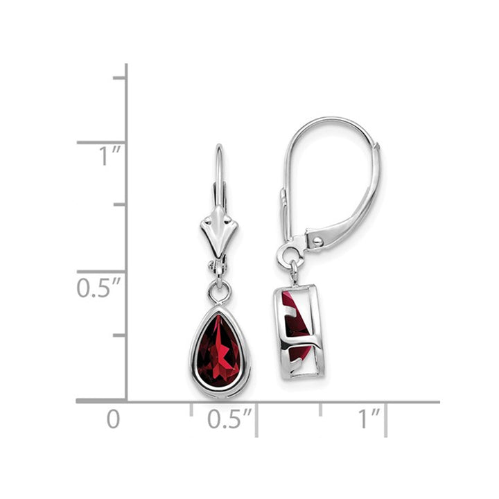 2.00 Carat (ctw) Natural Garnet Drop Dangle Earrings in 14K White Gold Image 2