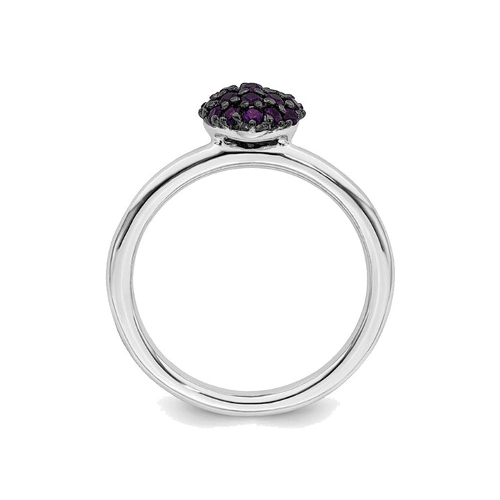 1/3 Carat (ctw) Amethyst Heart Cluster Promise Ring in Sterling Silver Image 4