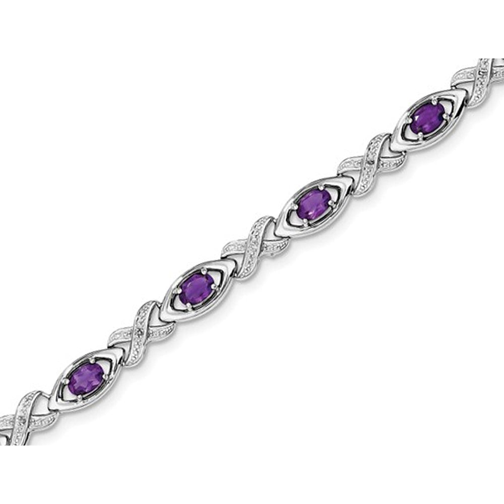 3.40 Carat (ctw) Amethyst Infinity Bracelet in Sterling Silver Image 3