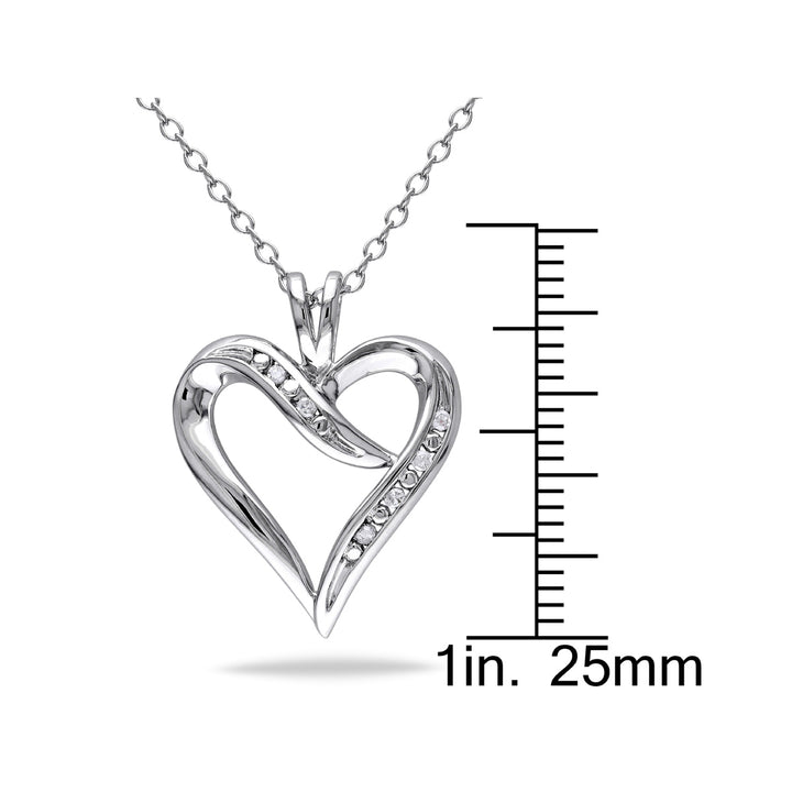 1/20 Carat (ctw I2-I3) Diamond Heart Pendant Necklace in Sterling Silver with Chain Image 3