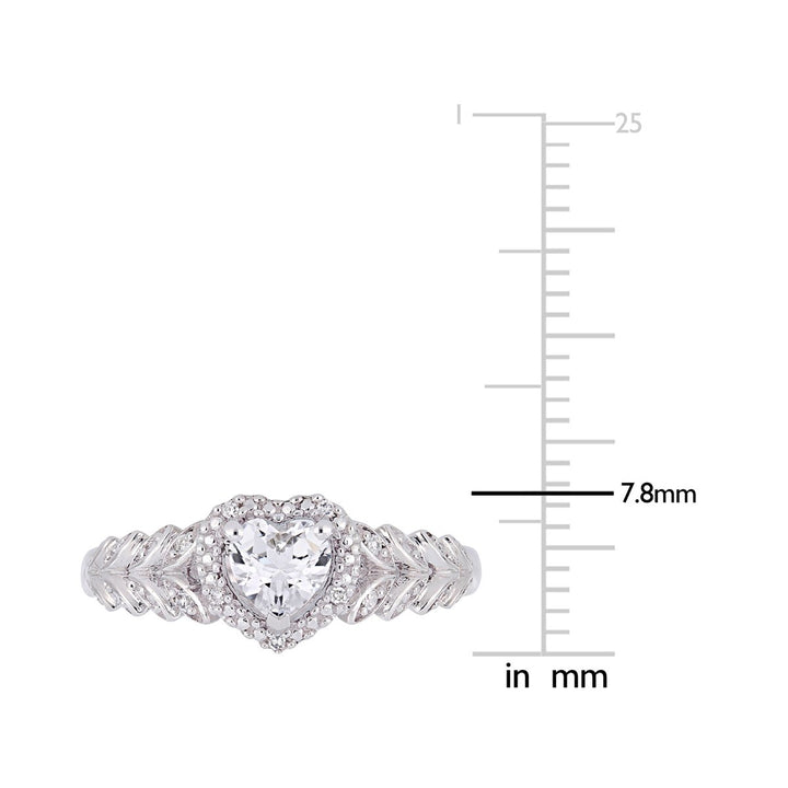 1/2 Carat (ctw) Lab-Created White Sapphire Heart Promise Ring in 10K White Gold with Diamonds Image 3