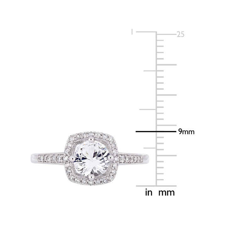 1.00 Carat (ctw) Lab Created White Sapphire Halo Engagement Ring in 10K White Gold with Diamonds Image 3