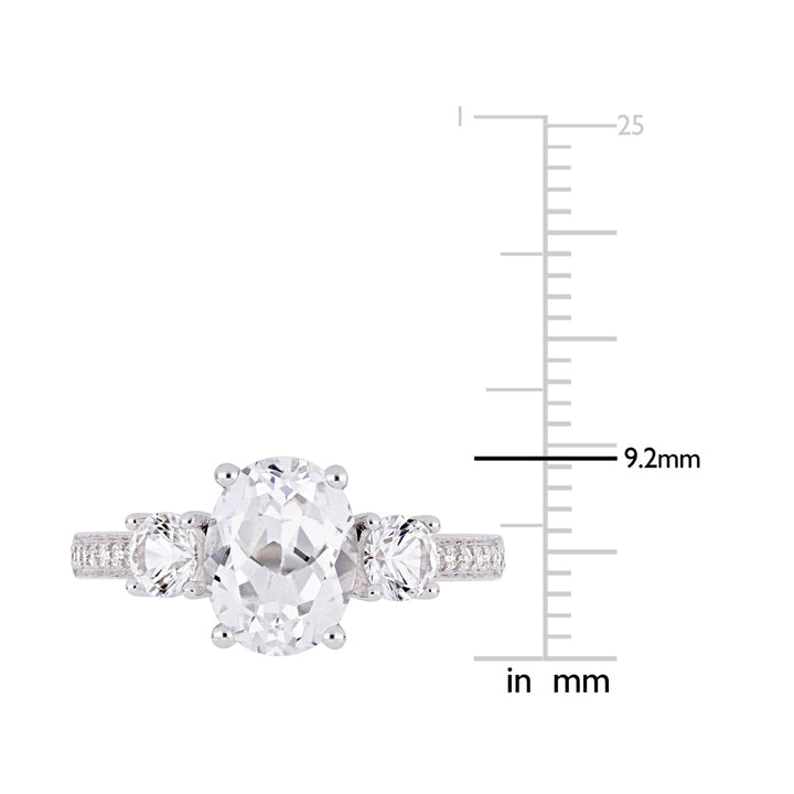 3.50 Carat (ctw) Lab Created White Sapphire Ring in 10K White Gold with Diamonds Image 3