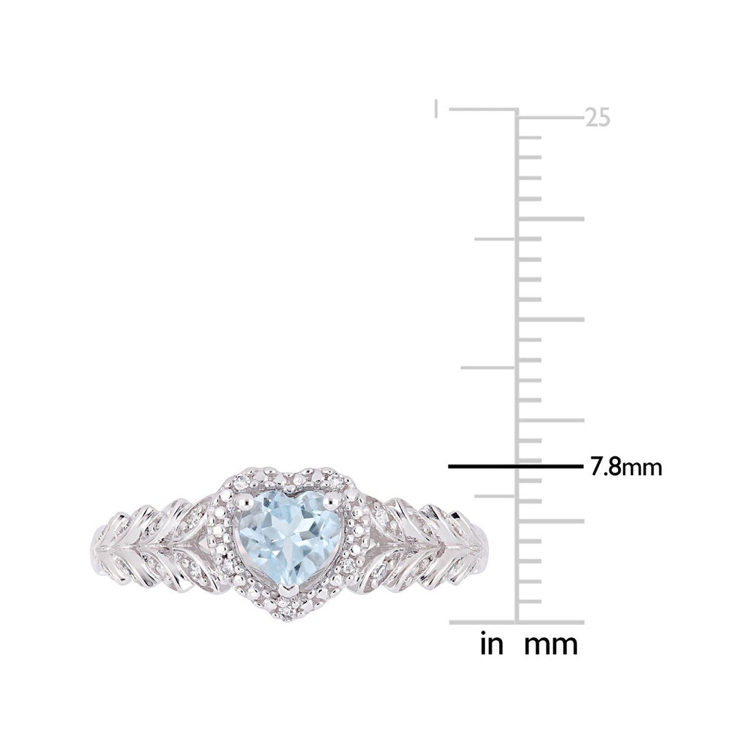 1/2 Carat (ctw) Sky Blue Topaz Heart Promise Ring in 10K White Gold Image 3