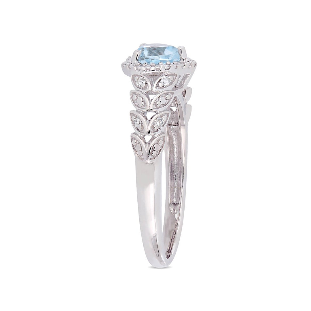 1/2 Carat (ctw) Sky Blue Topaz Heart Promise Ring in 10K White Gold Image 4