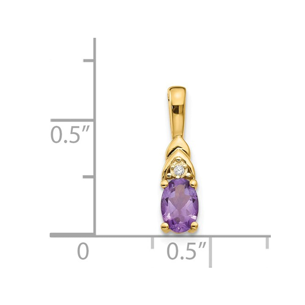 2/5 Carat (ctw) Natural Amethyst Solitaire Pendant Necklace in 14K Yellow Gold with Chain Image 2