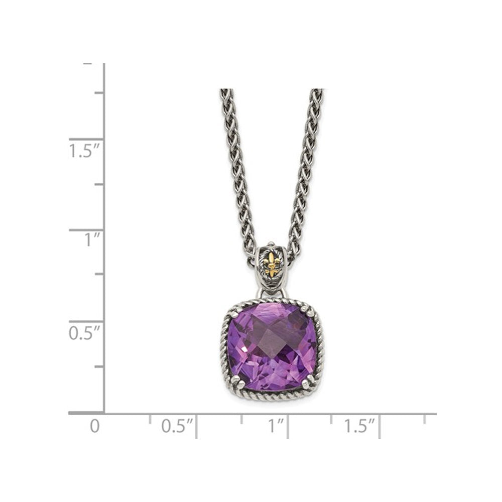 6.30 Carat (ctw) Cushion Cut Amethyst Pendant Necklace in Sterling Silver with Chain Image 2