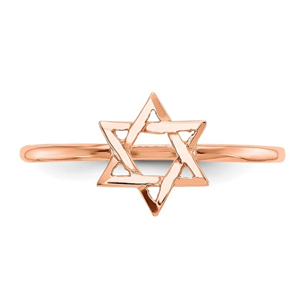 14K Rose Pink Gold Polished Star of David Ring Image 2