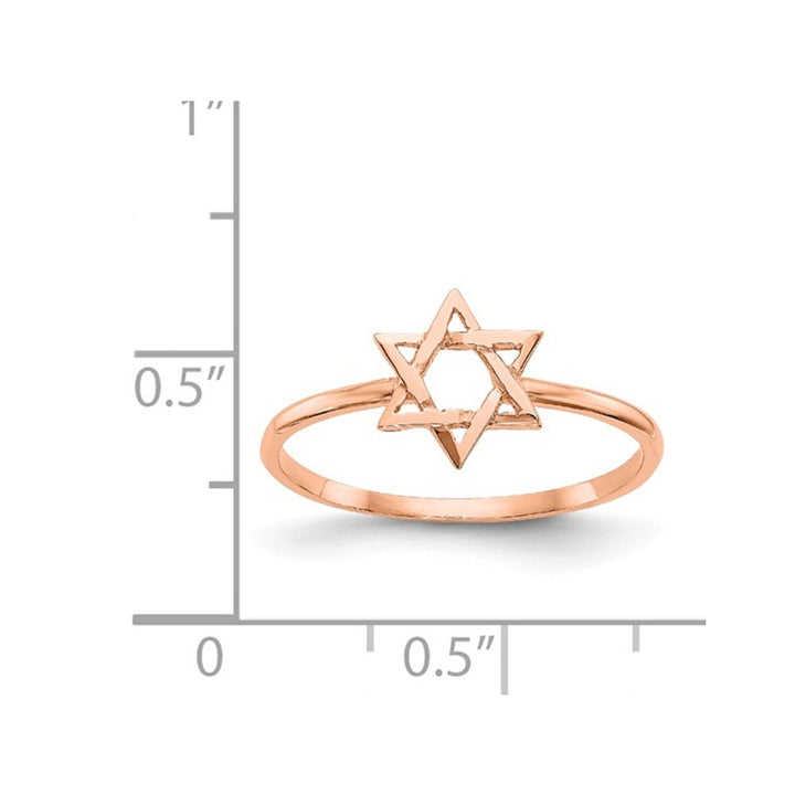 14K Rose Pink Gold Polished Star of David Ring Image 3