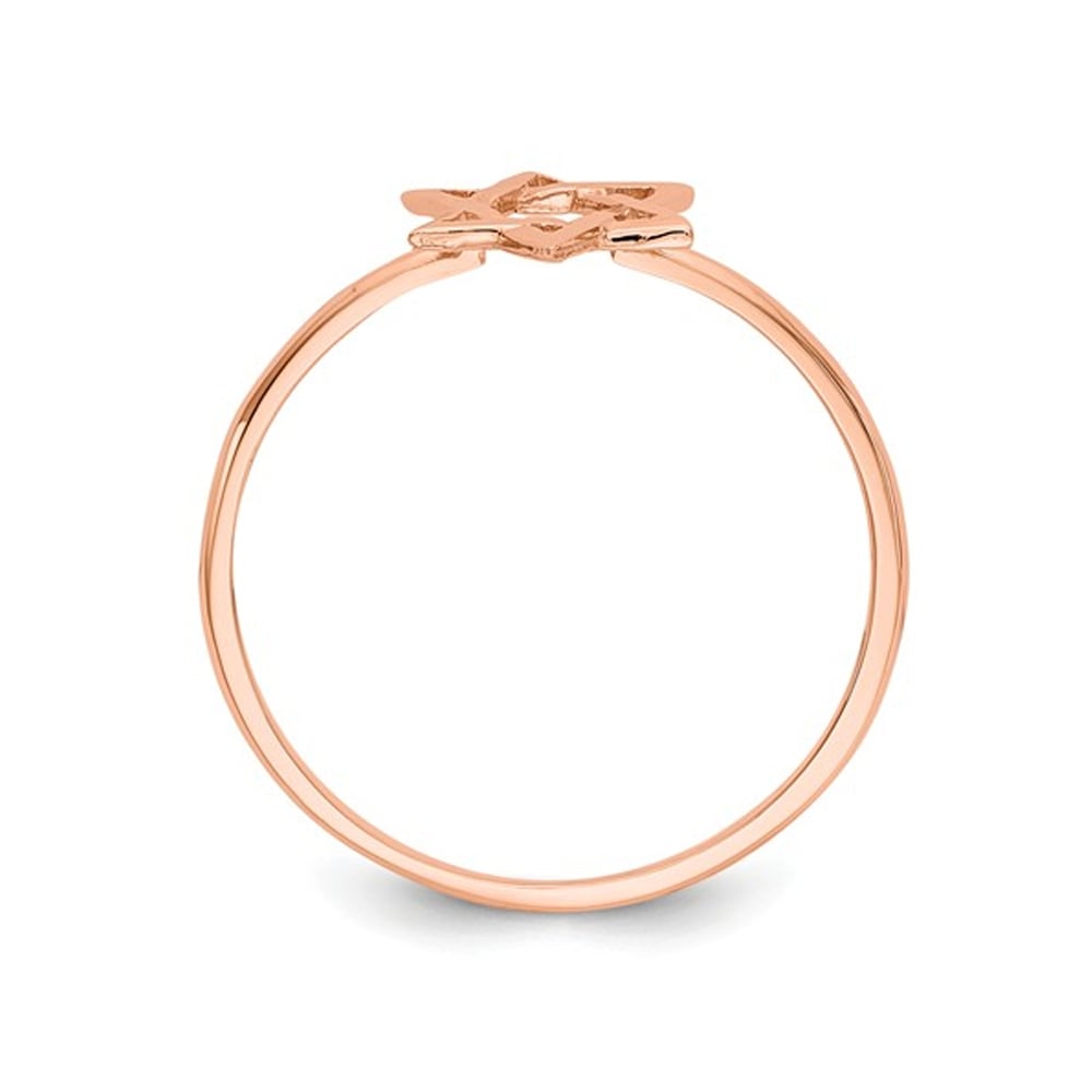 14K Rose Pink Gold Polished Star of David Ring Image 4