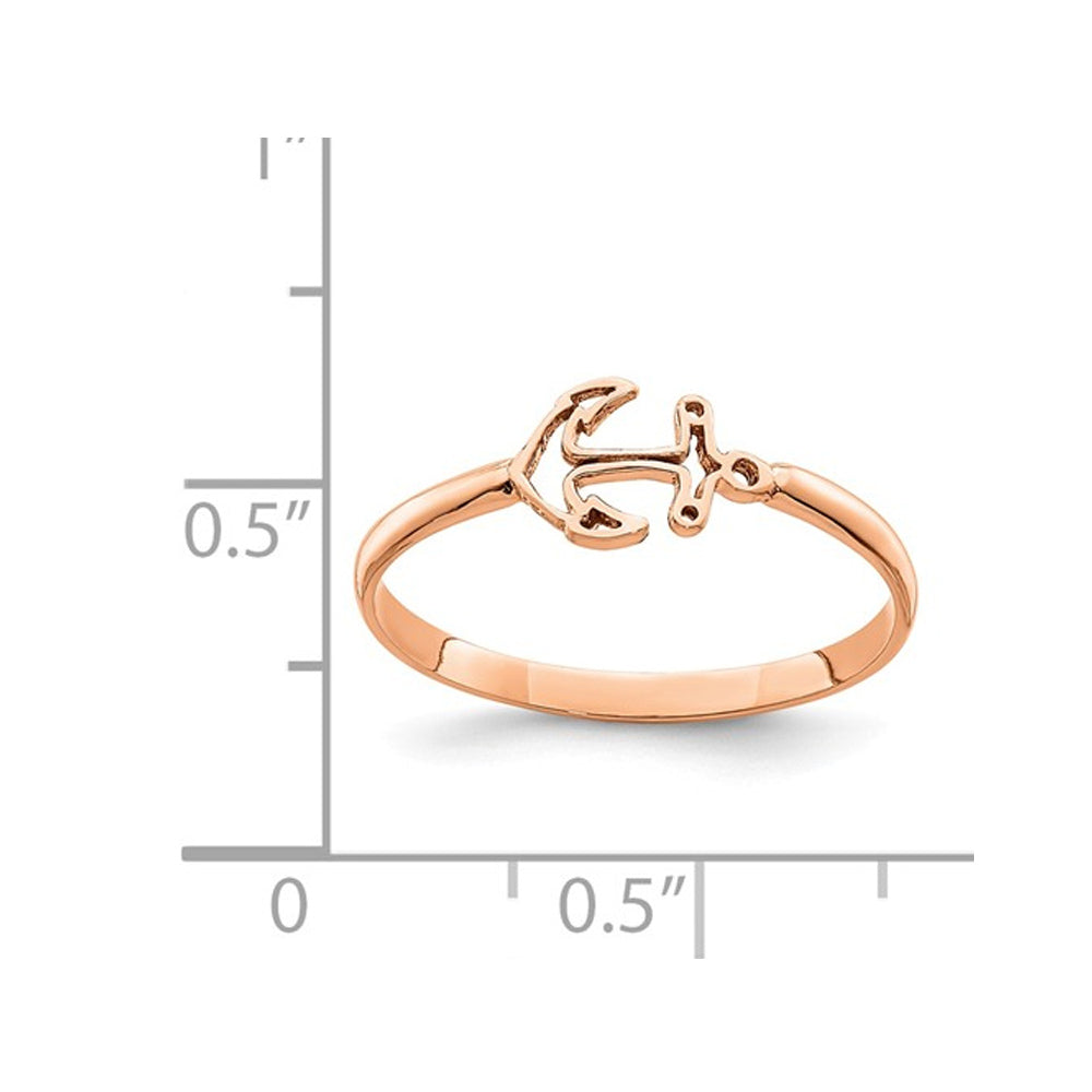 14K Rose Pink Gold Polished Anchor Ring Image 2