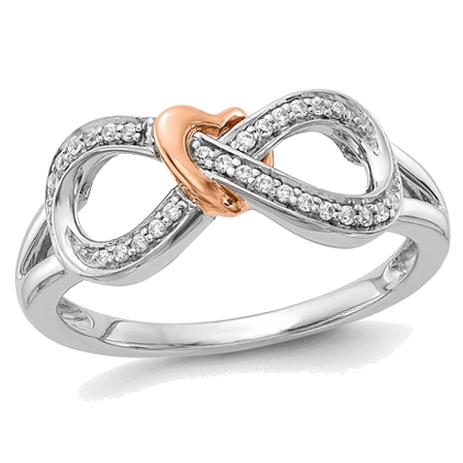 14K White and Yellow Gold Infinity Heart Promise Ring with Diamonds Image 1