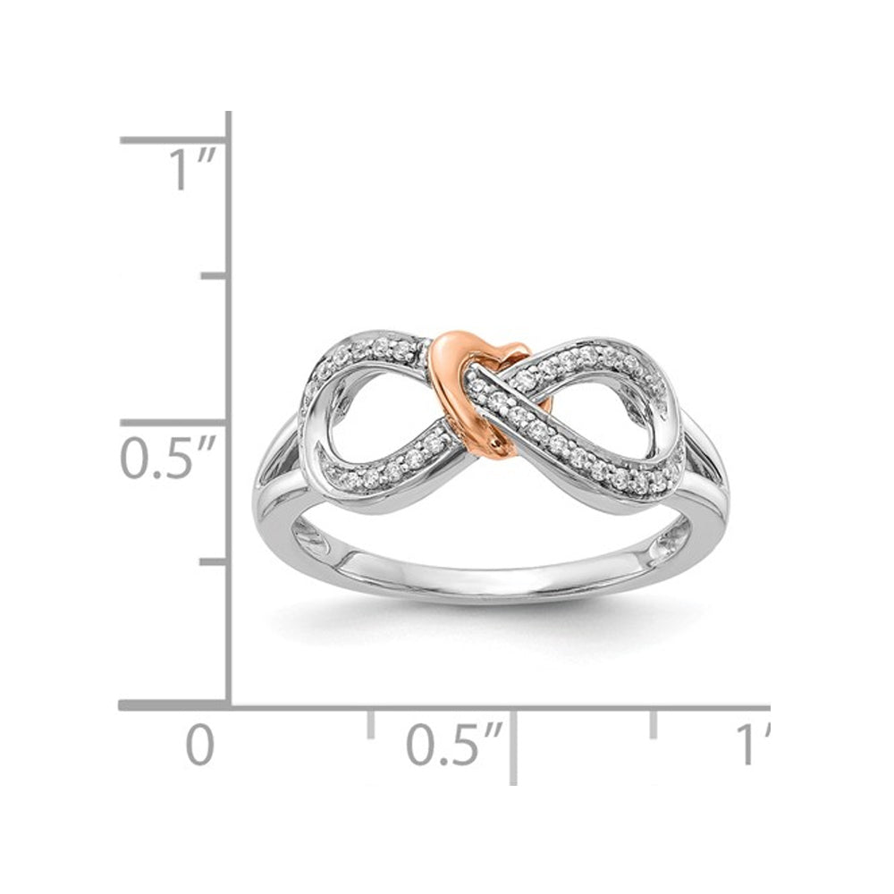 14K White and Yellow Gold Infinity Heart Promise Ring with Diamonds Image 2